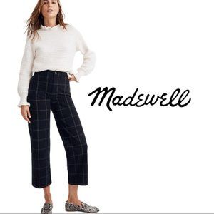 Slim Emmett Wide-Leg Crop Pants in black and white Windowpane